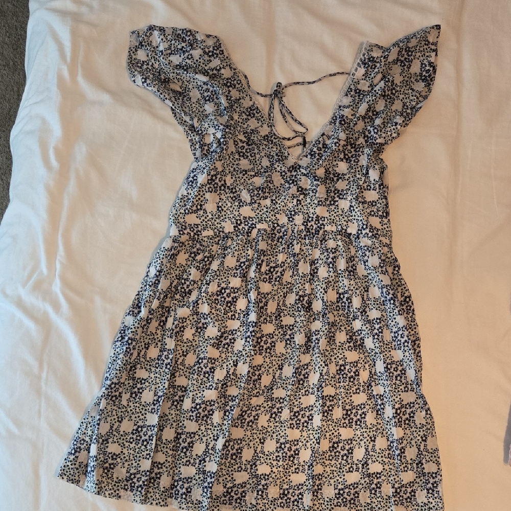 Anthropologie Blue and White Floral Dress